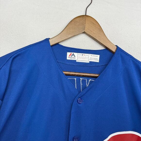 Chicago Cubs Jersey Men's 2XL Blue Majestic Cool Base Kris Bryant Sewn Stitched - Picture 4 of 9